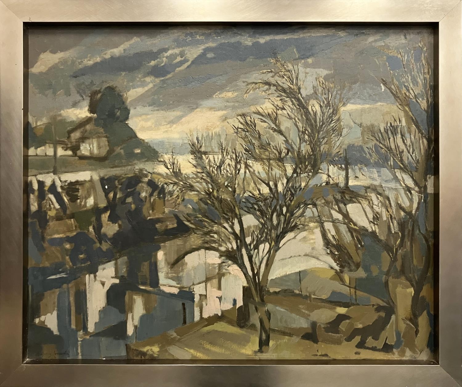 SIR ANTHONY LOUSADA (1907-1994) , 'Chiswick reach', 1964/65, oil on canvas, 63cm x 75cm, signed,
