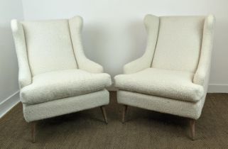 PAOLO MOSCHINO ALGARVE ARMCHAIRS, a pair, bouclé upholstered, 78cm W. (2)