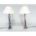 TABLE LAMPS STRATHEARN, a set of two, Murano style twisted glass, blue and red, 60cm H. (2)
