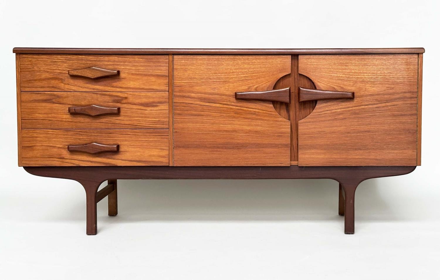 SIDEBOARD, mid 20th century teak with two doors and three drawers, 166cm x 40cm x 75cm H. - Image 2 of 10