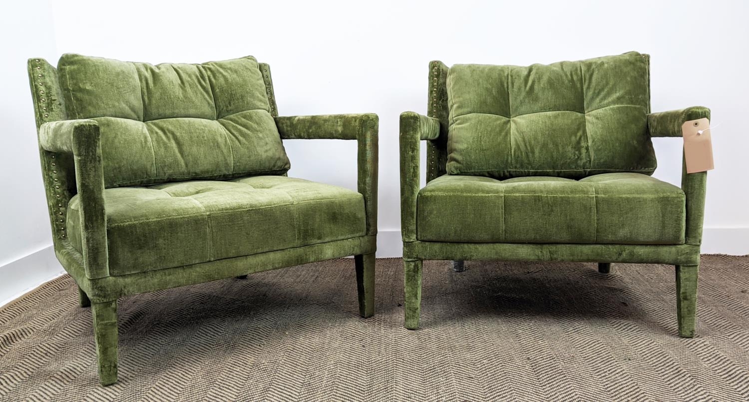 PAOLO MOSCHINO PORTO ARMCHAIRS, a pair, Arezzo hazel velvet upholstery, bronze studs, 80cm W. (2) - Image 3 of 9