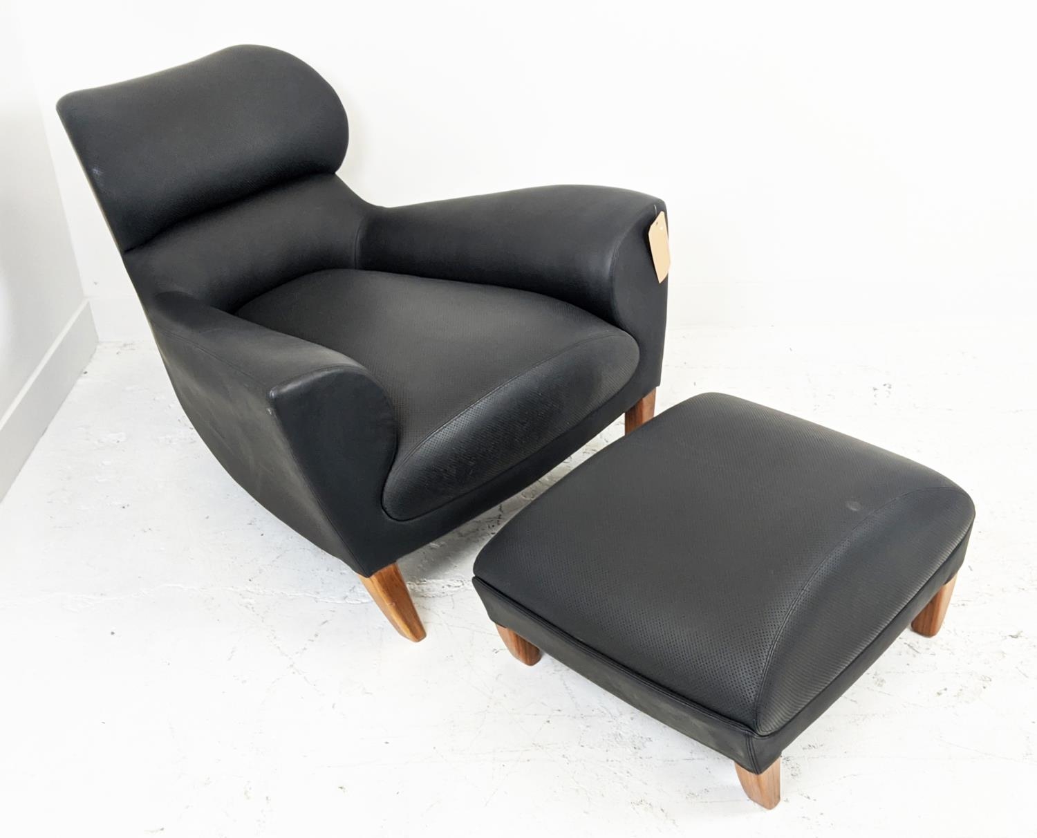 LINLEY ASTON CHAIR, 98cm W, with a matching unsigned stool. (2) - Image 2 of 12