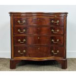 SERPENTINE CHEST, George III style mahogany with brushing slide above four drawers, 78cm H x 81cm