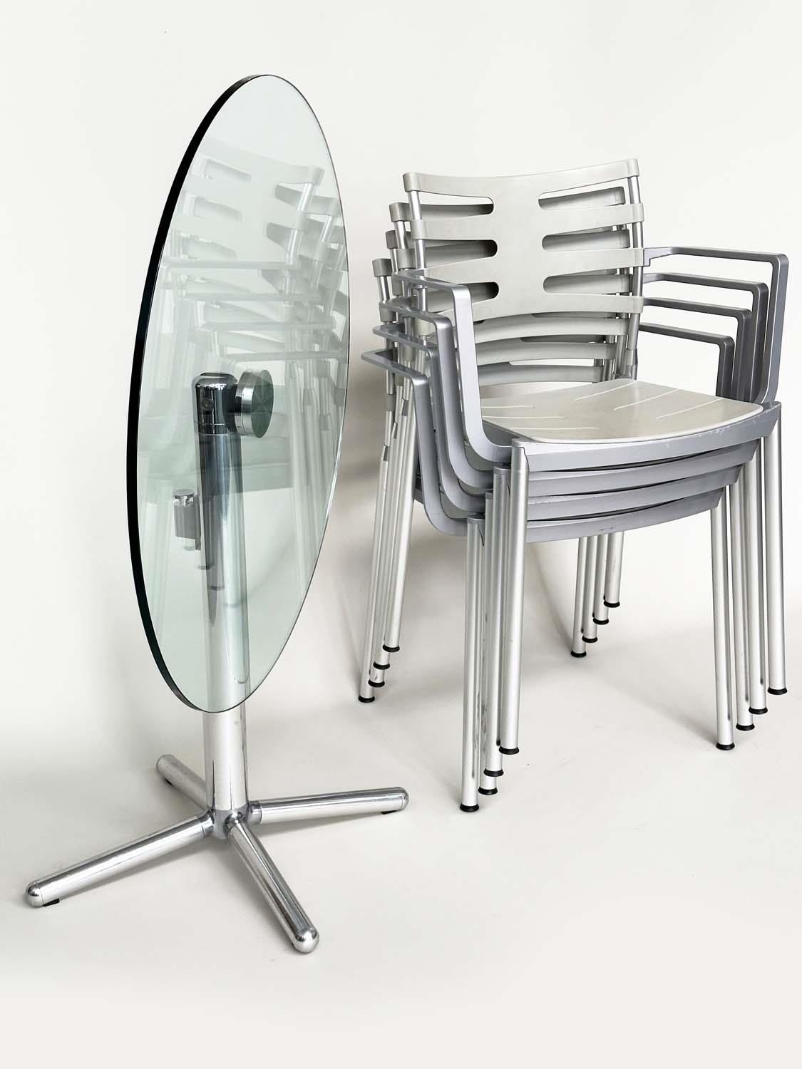FRITZ HANSEN ICE DINING CHAIRS, a set of four, by Kasper Salto, with a chrome and glass tilt - Image 5 of 10