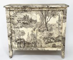 DECOUPAGE CABINET, French style toile-de-Juoy decoupage decorated with two doors, 90cm W x 40cm D