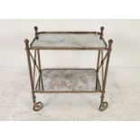 COCKTAIL TROLLEY, vintage 20th century French, polished metal and mirror, 66cm x 42cm x 77cm.