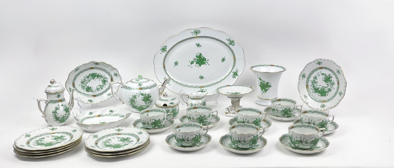 HEREND TEA/COFFEE SERVICE, Apponyi Chinese bouquet pattern comprising eight tea cups and saucers, - Image 3 of 12