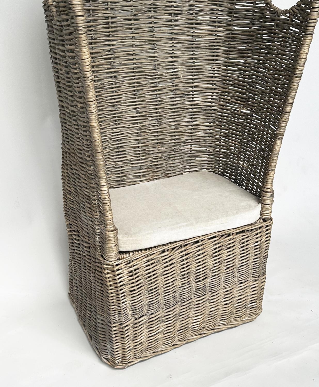 ORANGERY CHAIR, porters style rattan framed and wicker woven panelled with viewing openings, 179cm H - Image 10 of 13