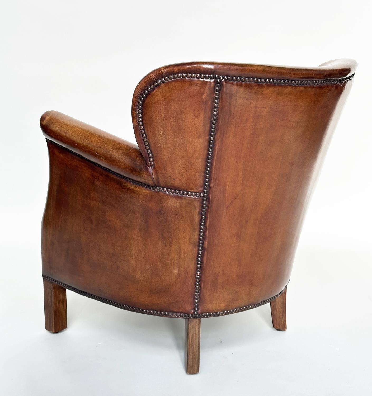 LITTLE PROFESSOR ARMCHAIR, in the manner of Timothy Oulton soft natural mid brown leather upholstery - Image 5 of 9