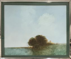 ANTHONY KRIKHAAR (B.1940), 'Landscape', oil on board, 53cm x 64cm, signed, framed.