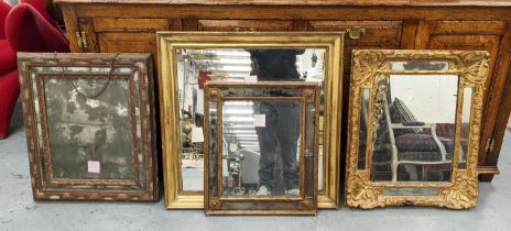 WALL MIRRORS, six various including three 18th and one 19th century French mirror and also two
