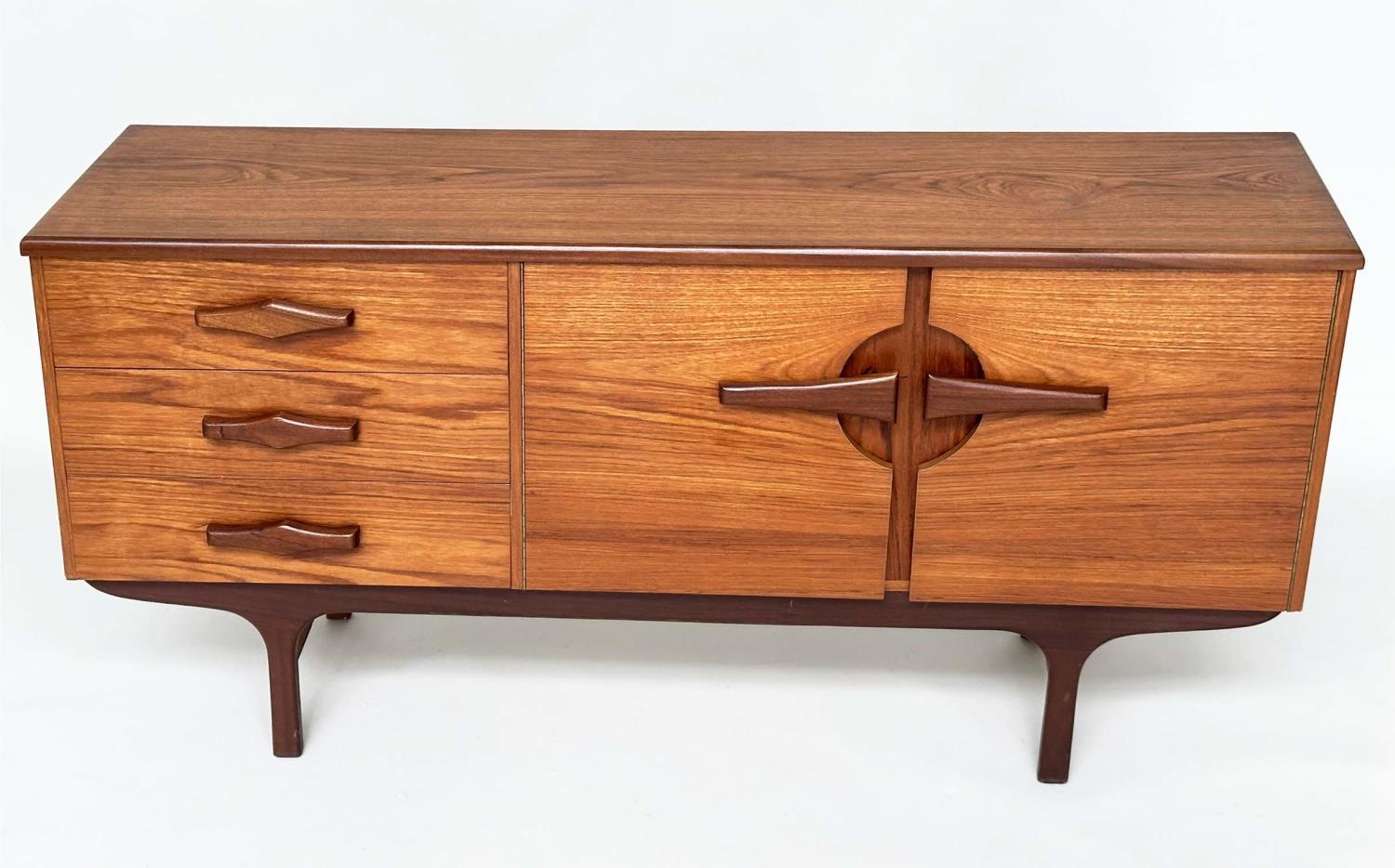 SIDEBOARD, mid 20th century teak with two doors and three drawers, 166cm x 40cm x 75cm H. - Image 3 of 10