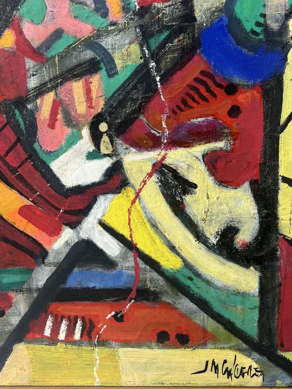 20TH CENTURY FRENCH SCHOOL 'Abstract', oil on canvas, indistinctly signed and dated 1986, 70cm x - Image 3 of 4