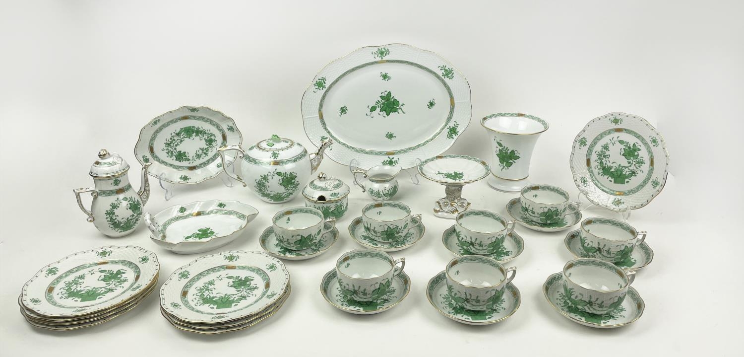 HEREND TEA/COFFEE SERVICE, Apponyi Chinese bouquet pattern comprising eight tea cups and saucers, - Image 2 of 12