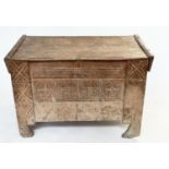 SCANDINAVIAN KISTA TRUNK, early 18th century sycamore of pegged construction with chip decorated