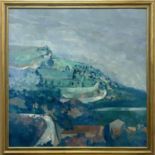 SUSAN HAWKER (British b.1949), 'Tuscan landscape', oil on canvas, 122cm x 122cm, framed.