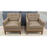 LYNDON BY BOSS DESIGN ARMCHAIR, and another unsigned, leather upholstered, 71cm W approx. (2)