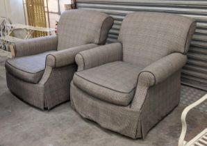 RALPH LAUREN LONDON CLUB LOUNGE CHAIRS, a pair, later upholstery, 96cm W. (2)