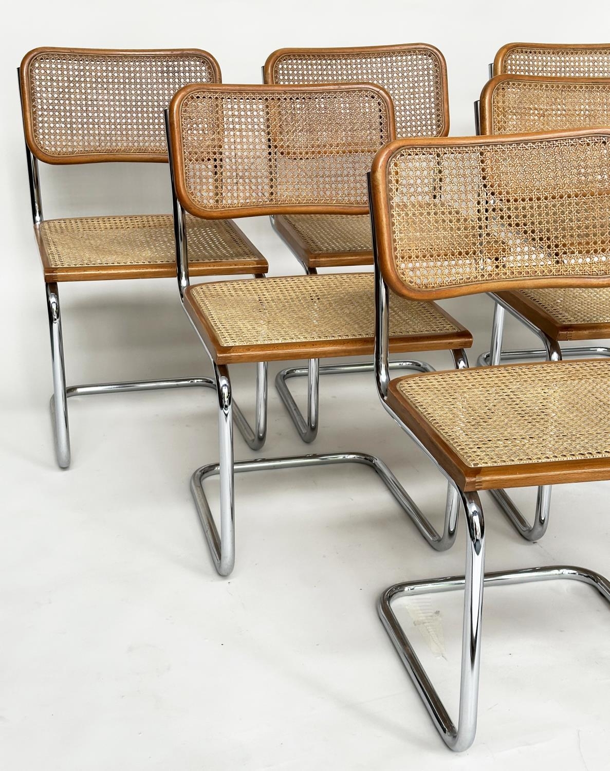 AFTER MARCEL BREUER CESCA DINING CHAIRS, a set of six, 83cm H. (6) - Image 3 of 13