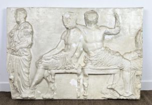 ELGIN MARBLES SCULPTURE PLASTER RELIEF, after the original Parthenon frieze, 146cm x 100cm H.