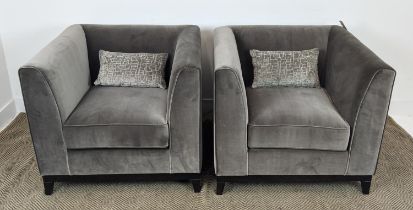 BESPOKE SOFA LONDON ARMCHAIRS, a pair, boucle upholstered, 78cm x 85cm x 90cm. (2)