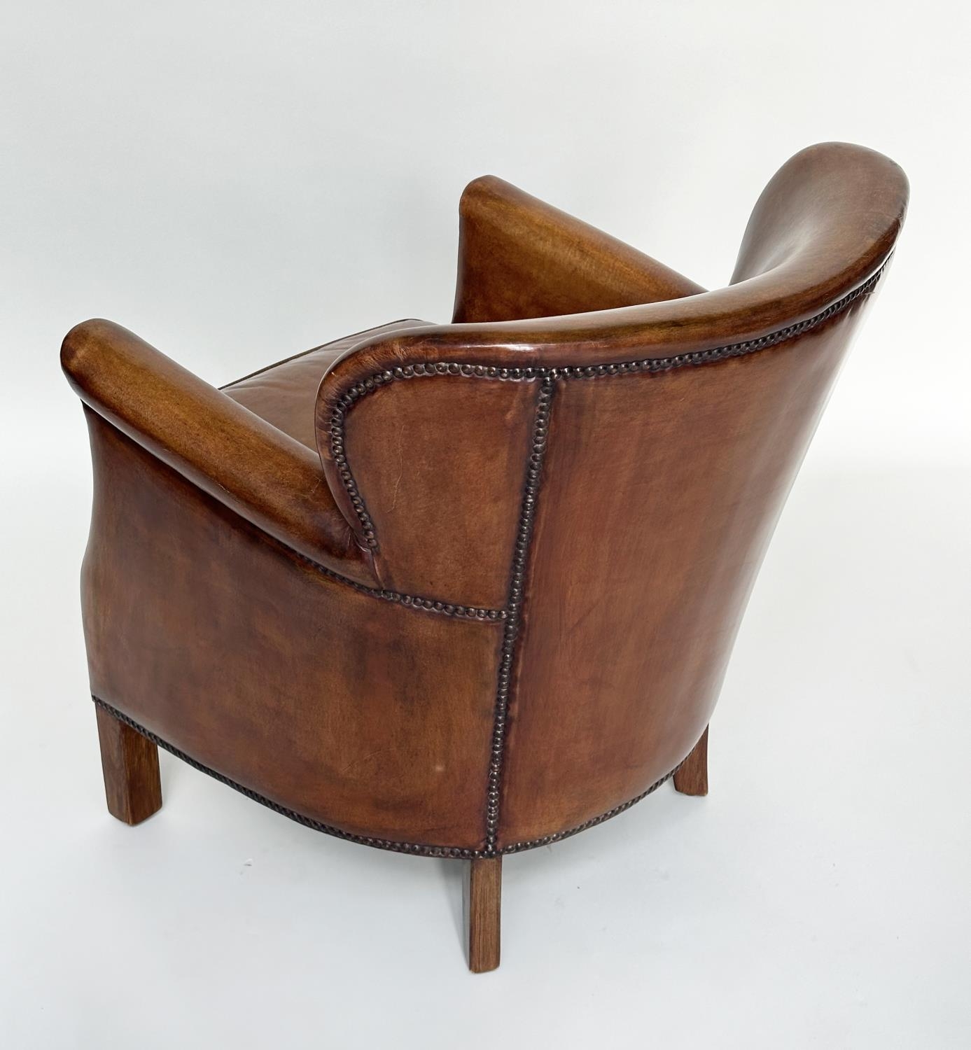 LITTLE PROFESSOR ARMCHAIR, in the manner of Timothy Oulton soft natural mid brown leather upholstery - Image 6 of 9