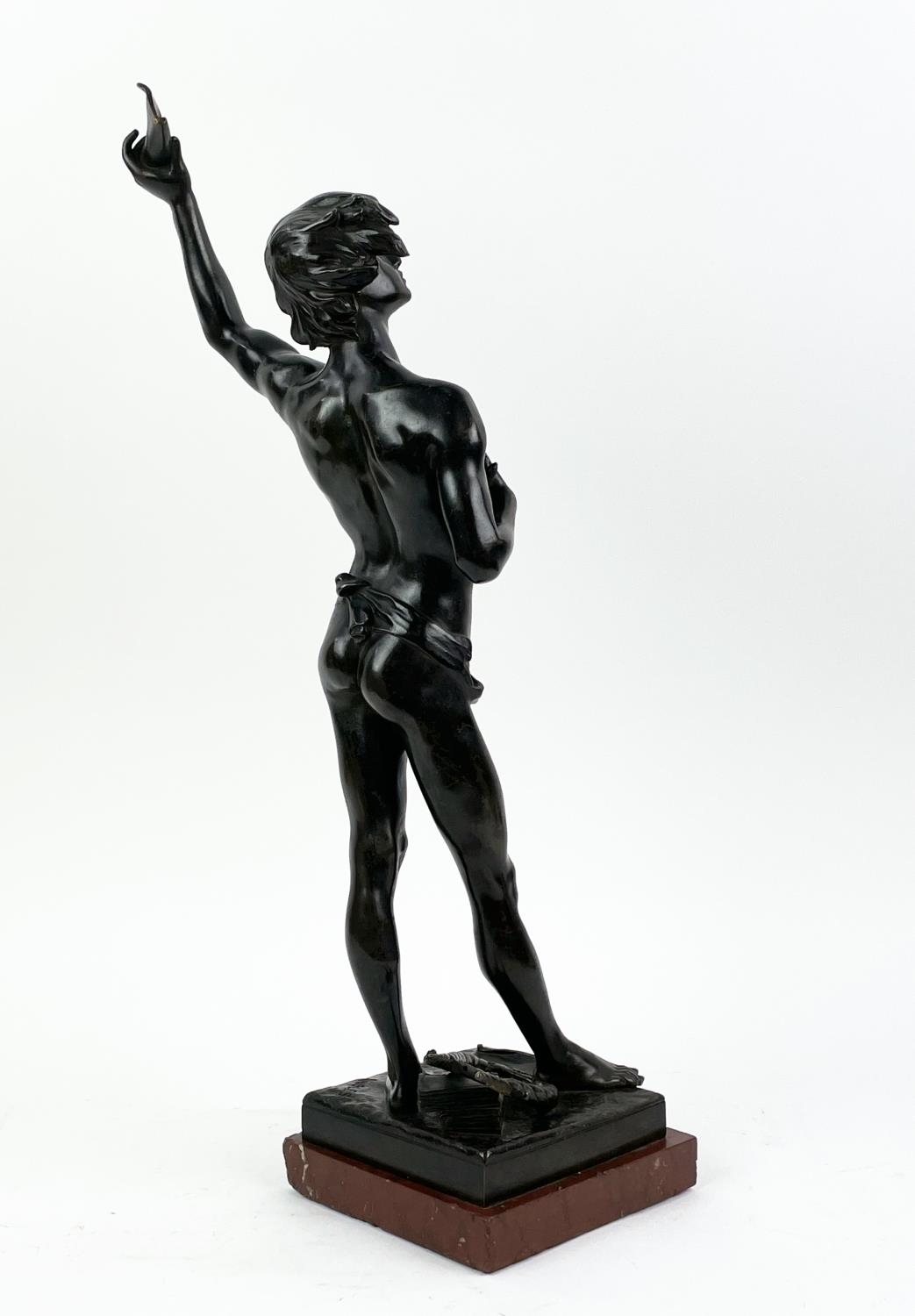 BRONZE FIGURE, ANGLES CANE (1859-1911), 'Premier triumphe', mounted on a rouge marble plinth base, - Image 3 of 8