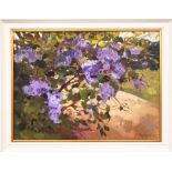 ROMAN PODOBEDOV (1920-2000), 'Lilac blooming' 1960, oil on board, 58cm x 79cm.