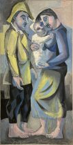 JEAN MAURICE LASNIER (1922), 'Saltimbanques', oil on canvas, 194cmx 196cm, signed, labels verso. (