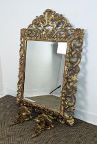 WALL MIRROR, late 19th century Florentine giltwood with rectangular bevelled plate, 139cm x 95cm,