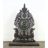 GONG, late 19th/early 20th century Asian teak and painted metal, 130cm H x 87cm x 20cm D.