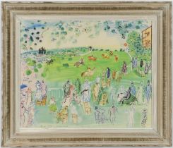 RAOUL DUFY ASCOT LITHOGRAPH signed in the plate Printed by Daniel Jacomet 1960 French Montparnasse
