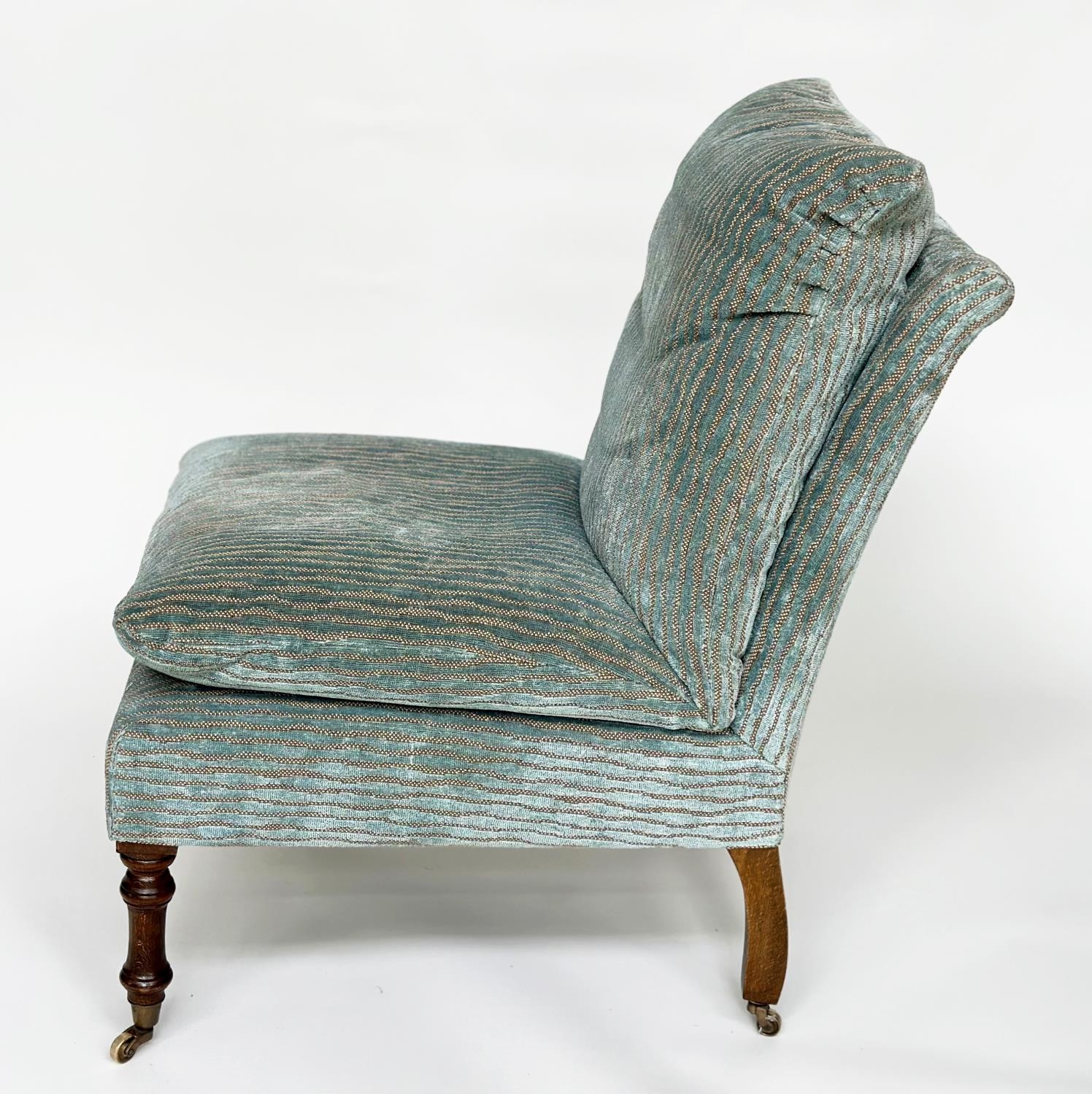 SIDE CHAIRS ATTRIBUTED TO GEORGE SMITH, a pair, each with Colefax and Fowler, blue sienna stripe - Image 5 of 8