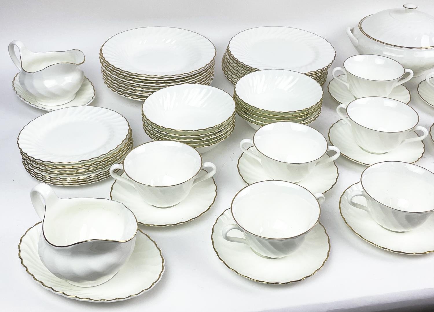 WEDGEWOOD DINNER SERVICE, ten place setting 'Gold Chelsea' pattern, comprising ten dinner plates, - Image 7 of 9
