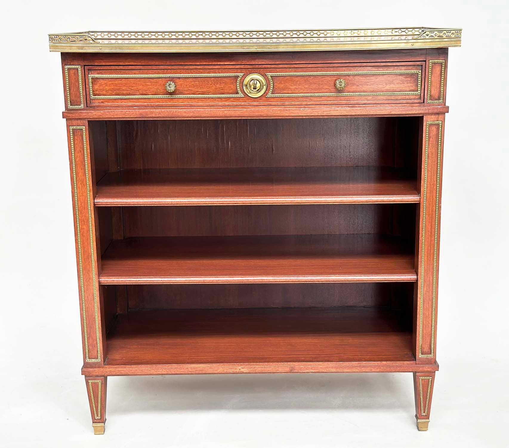 OPEN BOOKCASE, French Directoire style mahogany and gilt metal mounted with gallery, drawer and - Bild 2 aus 14