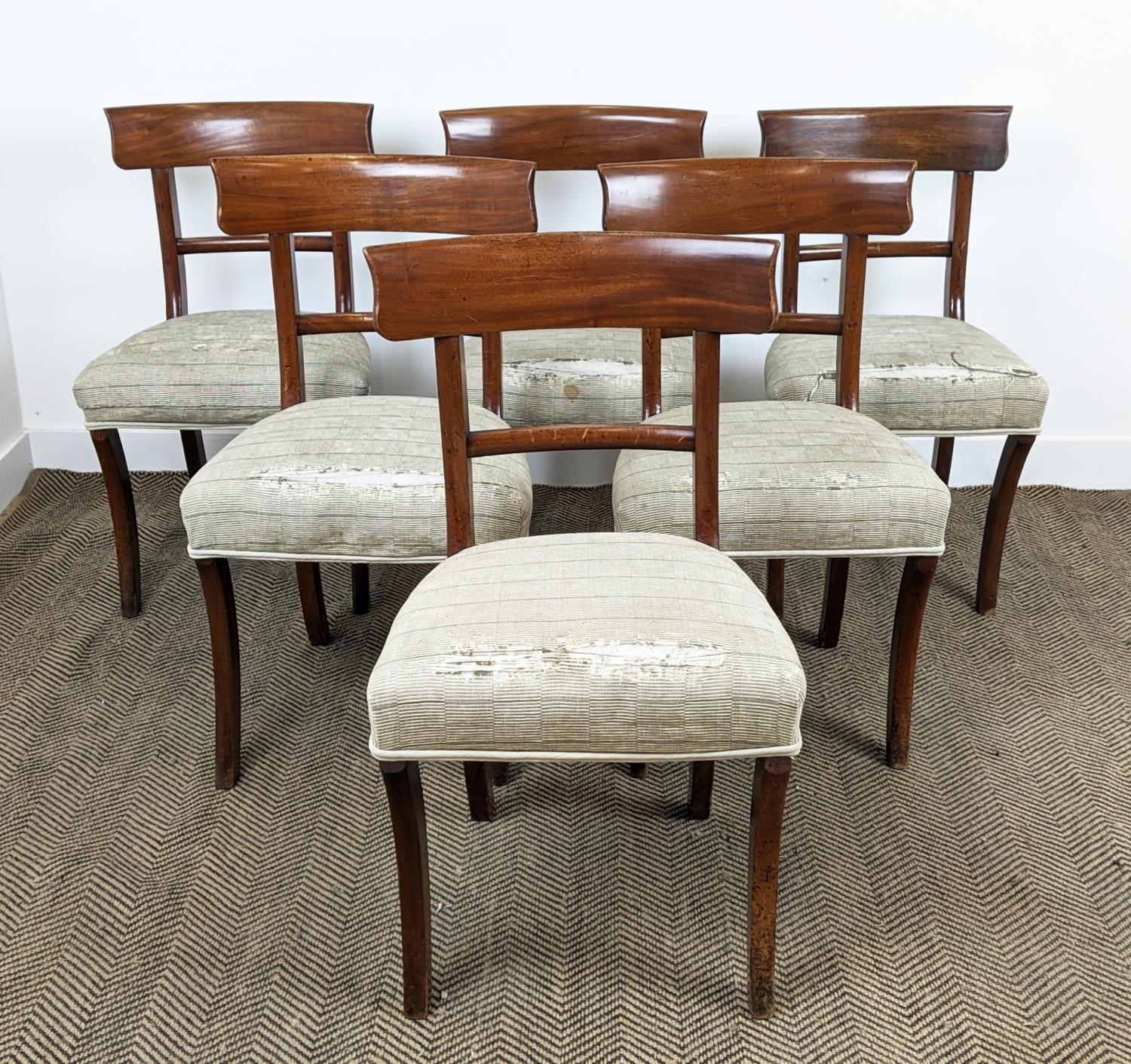 DINING CHAIRS, a set of six, circa 1830, mahogany with stuffover seats, 86cm H x 49cm x 48cm. (6) - Image 2 of 16