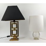 TABLE LAMPS, two differing with shades, vintage 20th century, 69cm H at tallest. (2)