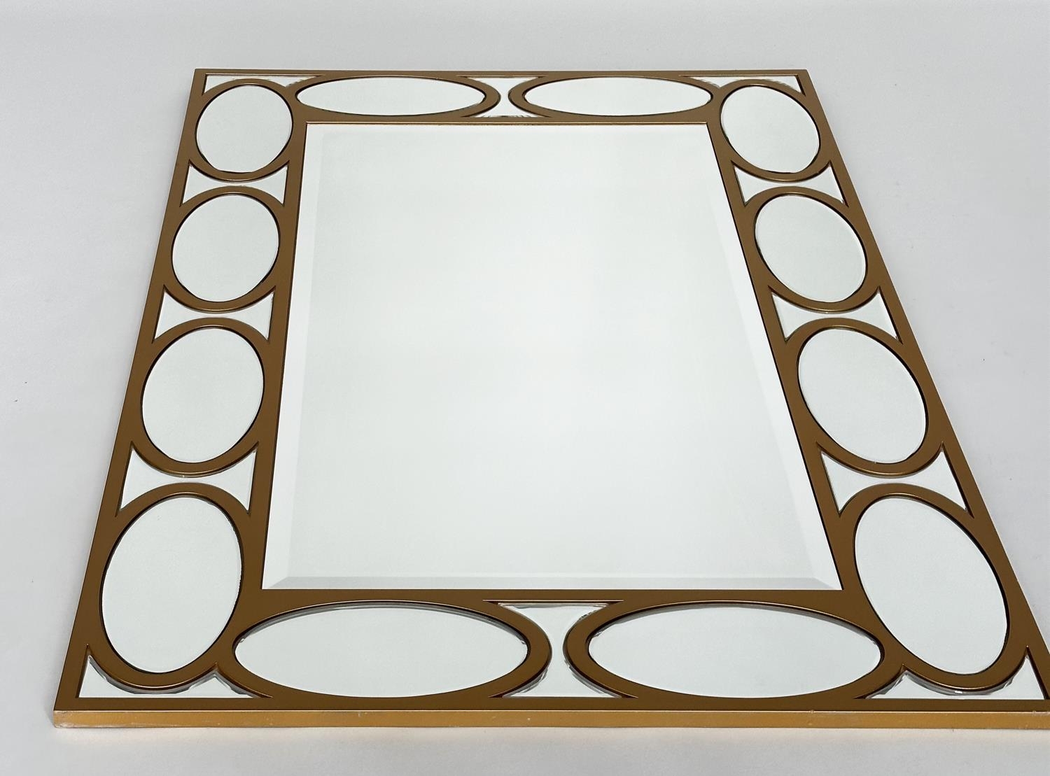 WALL MIRROR, rectangular gilt with oval panelled marginal plates and bevelled mirror throughout, - Image 7 of 7