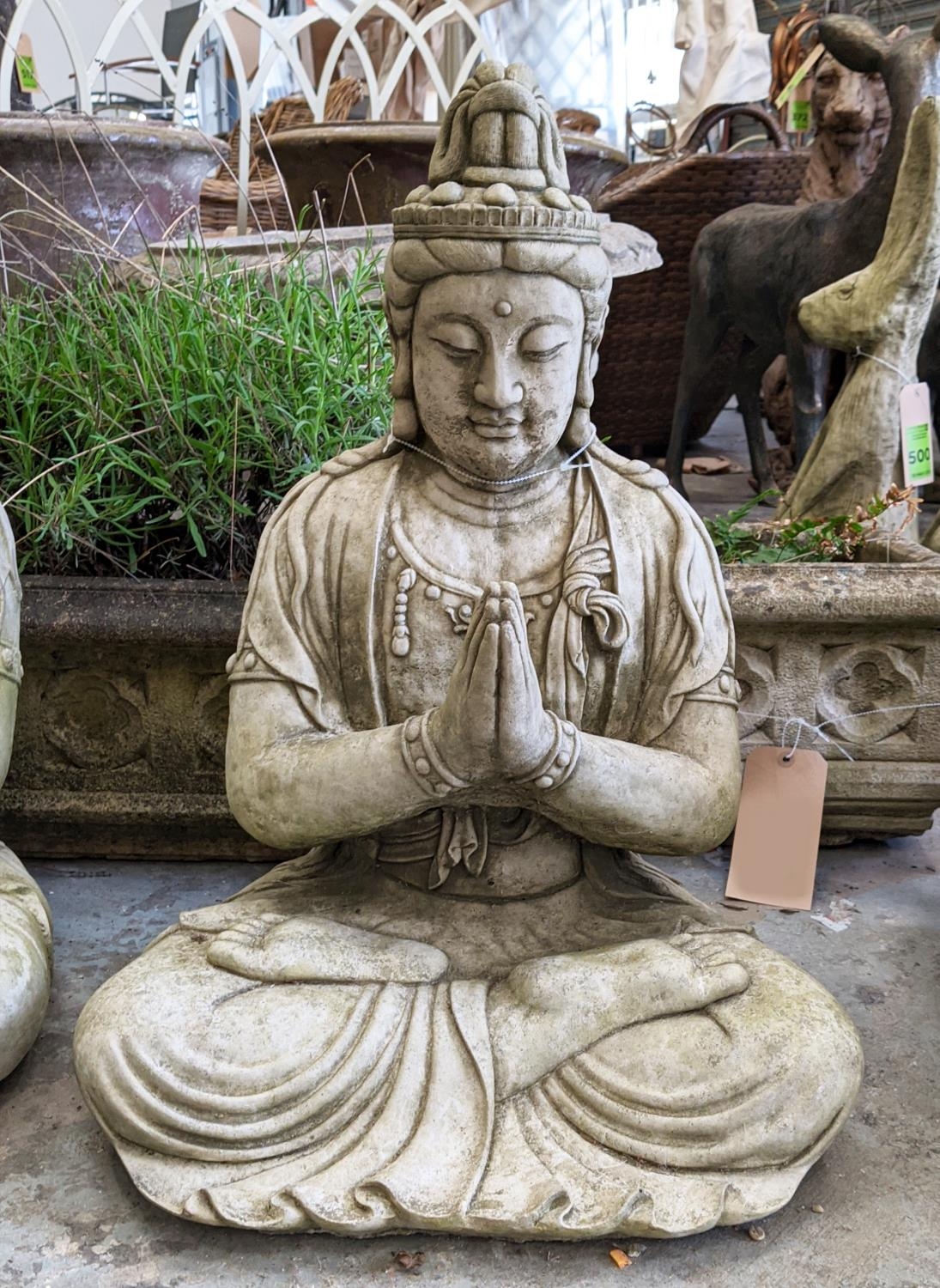 COMPOSITE STONE BUDDAHS, a set of two, 59cm H each approx. (2) - Image 2 of 4