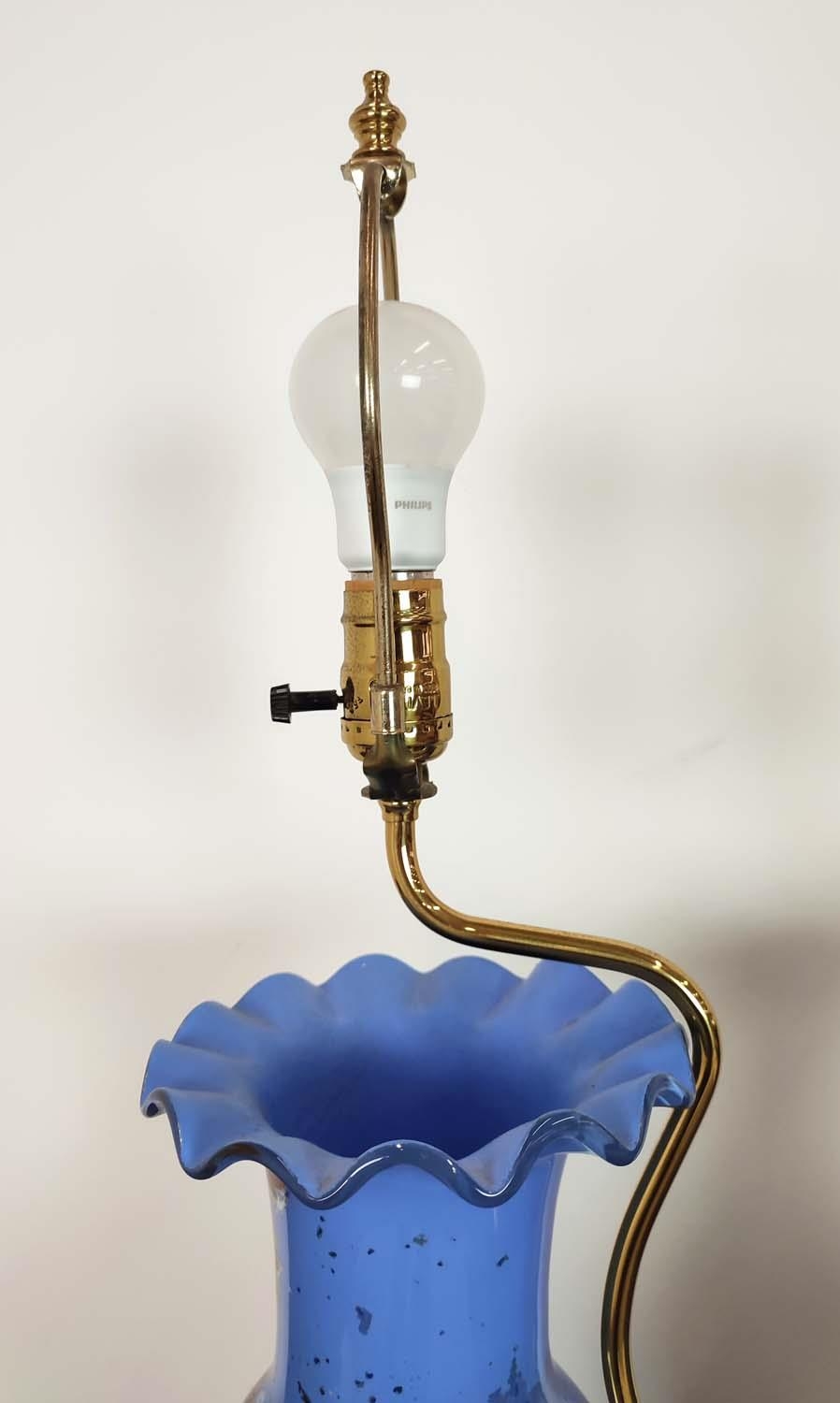 TABLE LAMPS, a pair, painted glass, 66cm H approx. (2) - Image 4 of 6