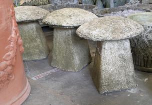 STADDLE STYLE STONES, a set of four, composite stone, 40cm H. (4)