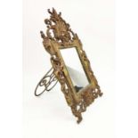 A LATE 19TH CENTURY FRENCH EASEL MIRROR, circa 1870, Renaissance revival bronze with cast embossed