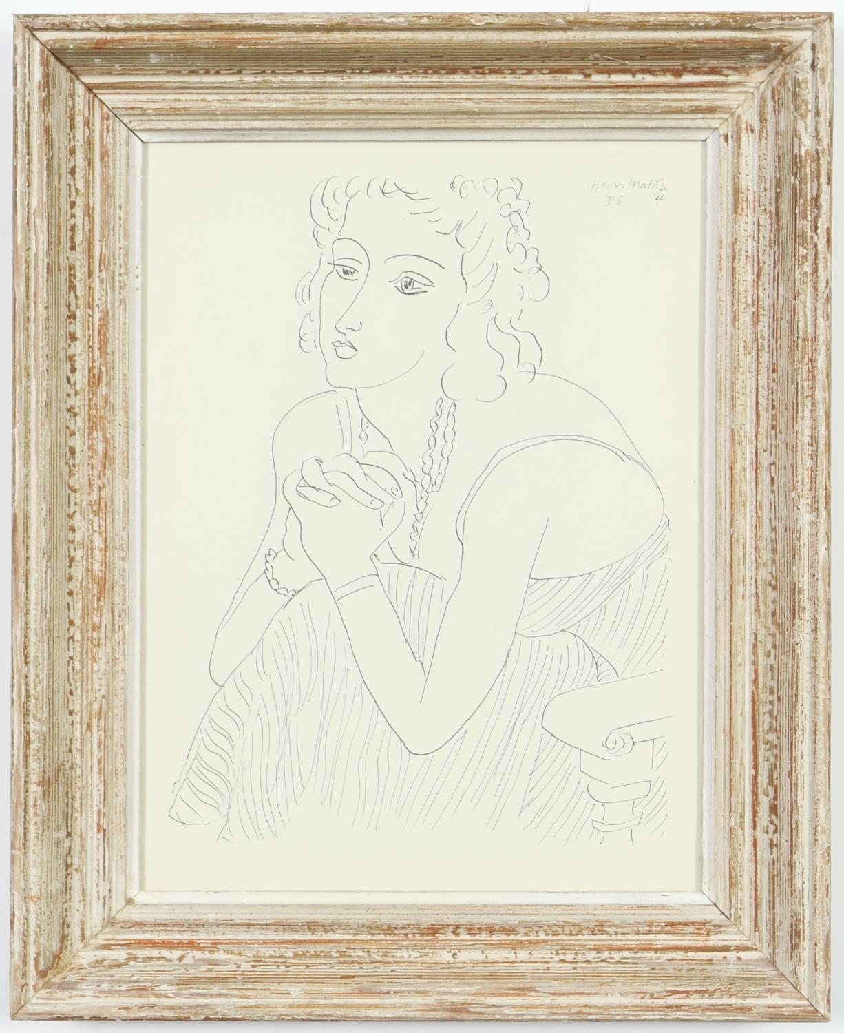 HENRI MATISSE, seated young woman, P5, rare collotype, signed in the plate 1943, printed by Martin