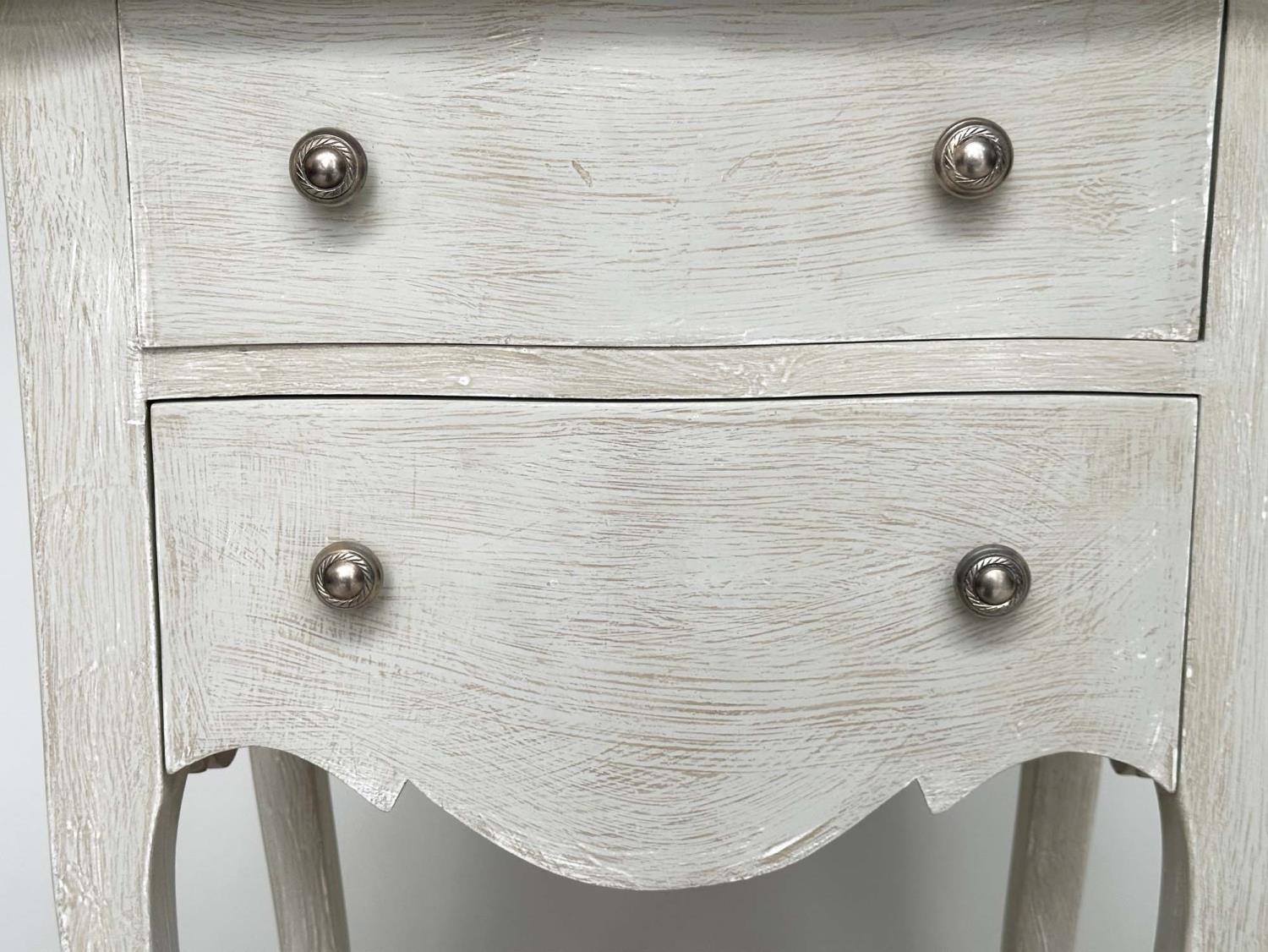 BEDSIDE CHESTS, a pair, French traditionally grey painted each with two drawers and cabriole - Bild 16 aus 22