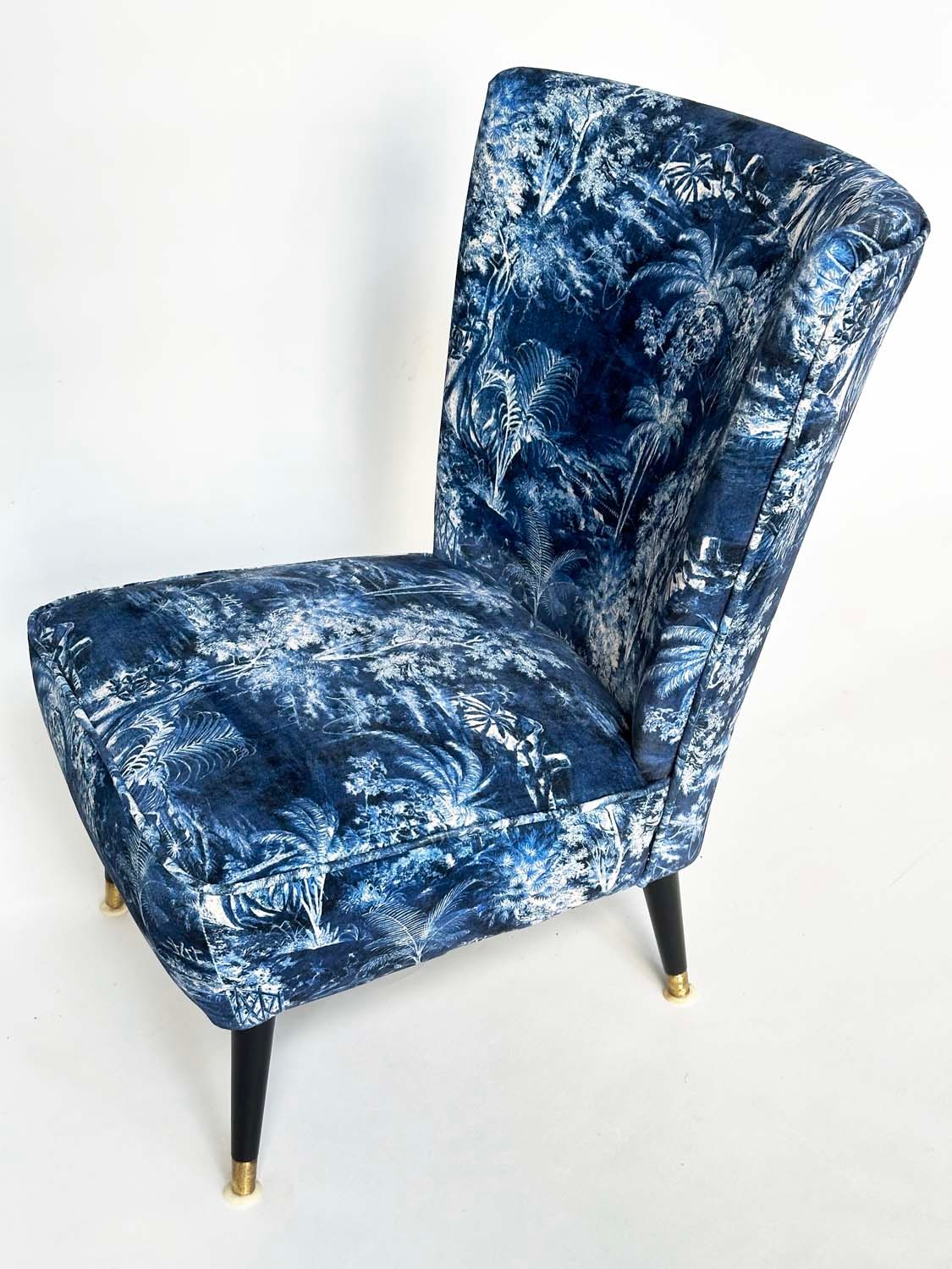 COCKTAIL CHAIR, 1950s with Linwood fabric upholstery and brass capped ebonised supports, 56cm W. - Bild 11 aus 12