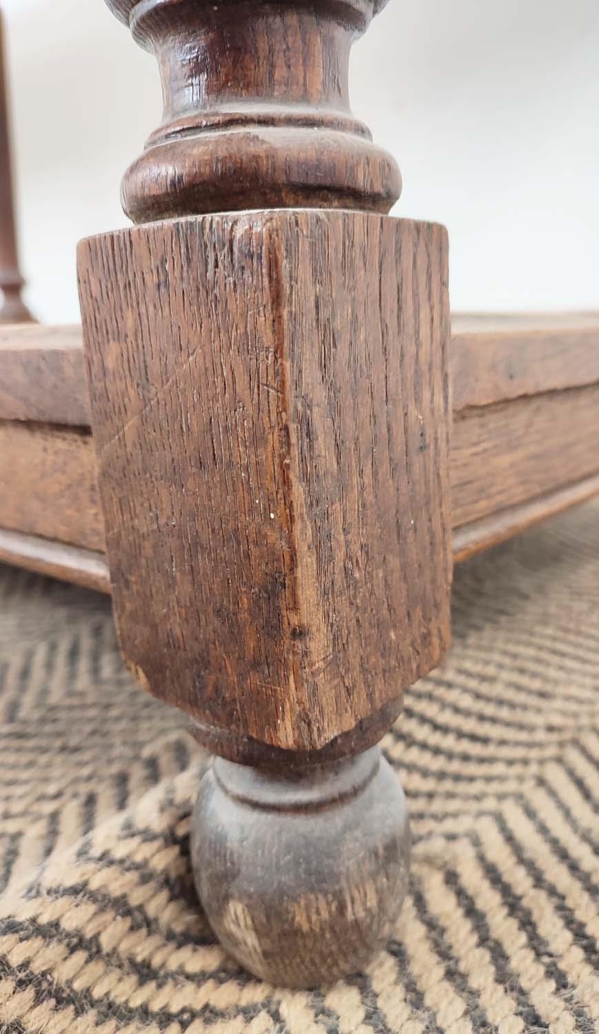 REFECTORY TABLE, late 19th century French oak with pot board, 79cm H x 199cm x 64cm. - Image 7 of 12