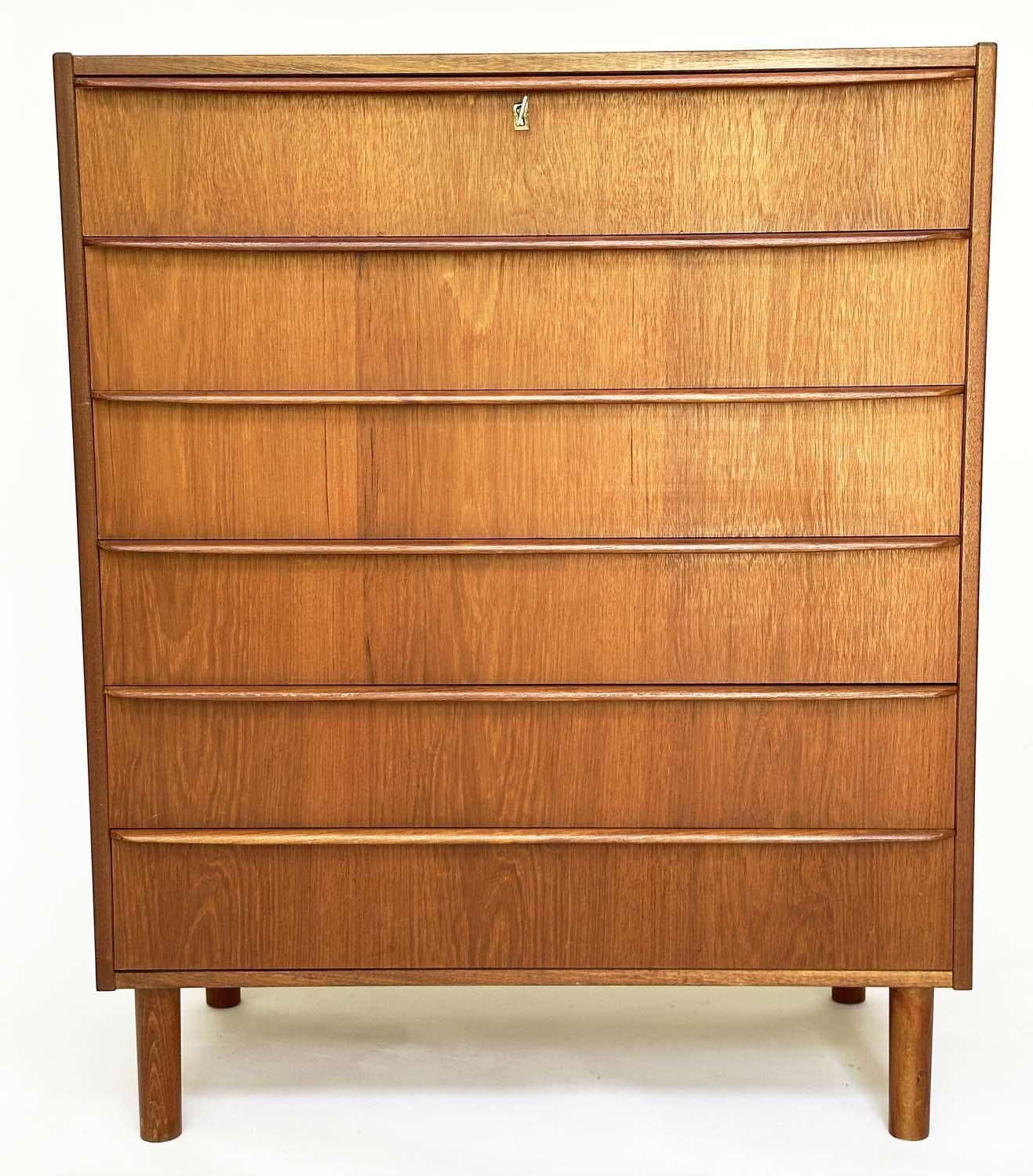 DANISH CHEST, 1970s teak with six long drawers with integral handles, 78cm W x 40cm D x 81cm H. - Image 8 of 15