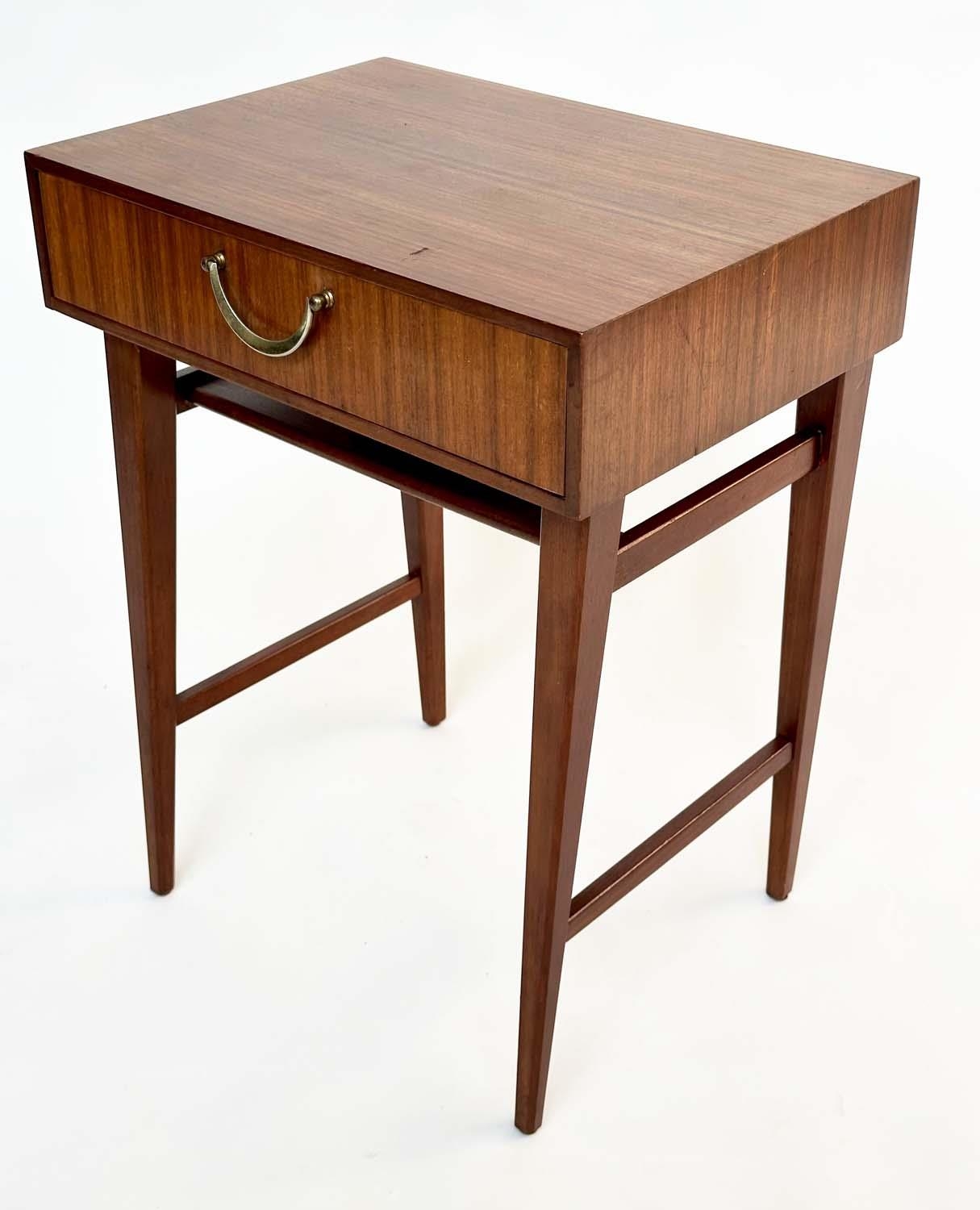 MEREDEW LAMP TABLES, a pair, 1970s Afromosia and teak, each with frieze drawer and stretchered - Image 8 of 9