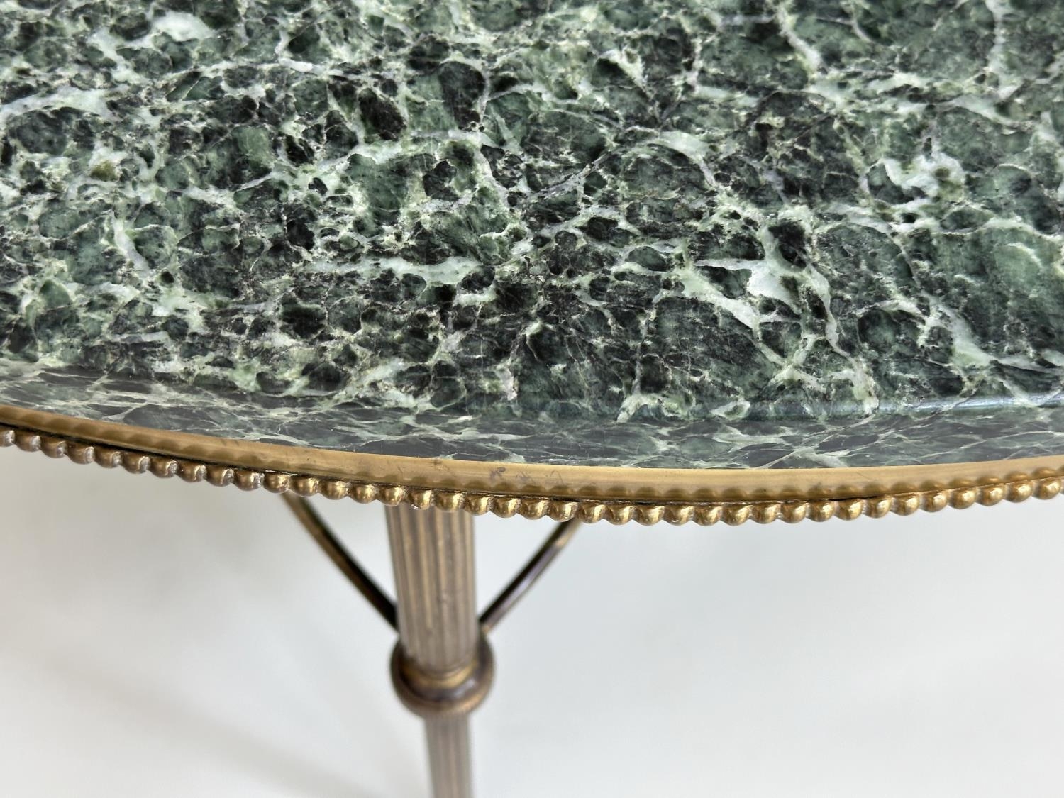 LOW TABLE, 1950s circular, marble raised upon gilt metal beaded and reeded supports, 108cm W x - Image 3 of 6