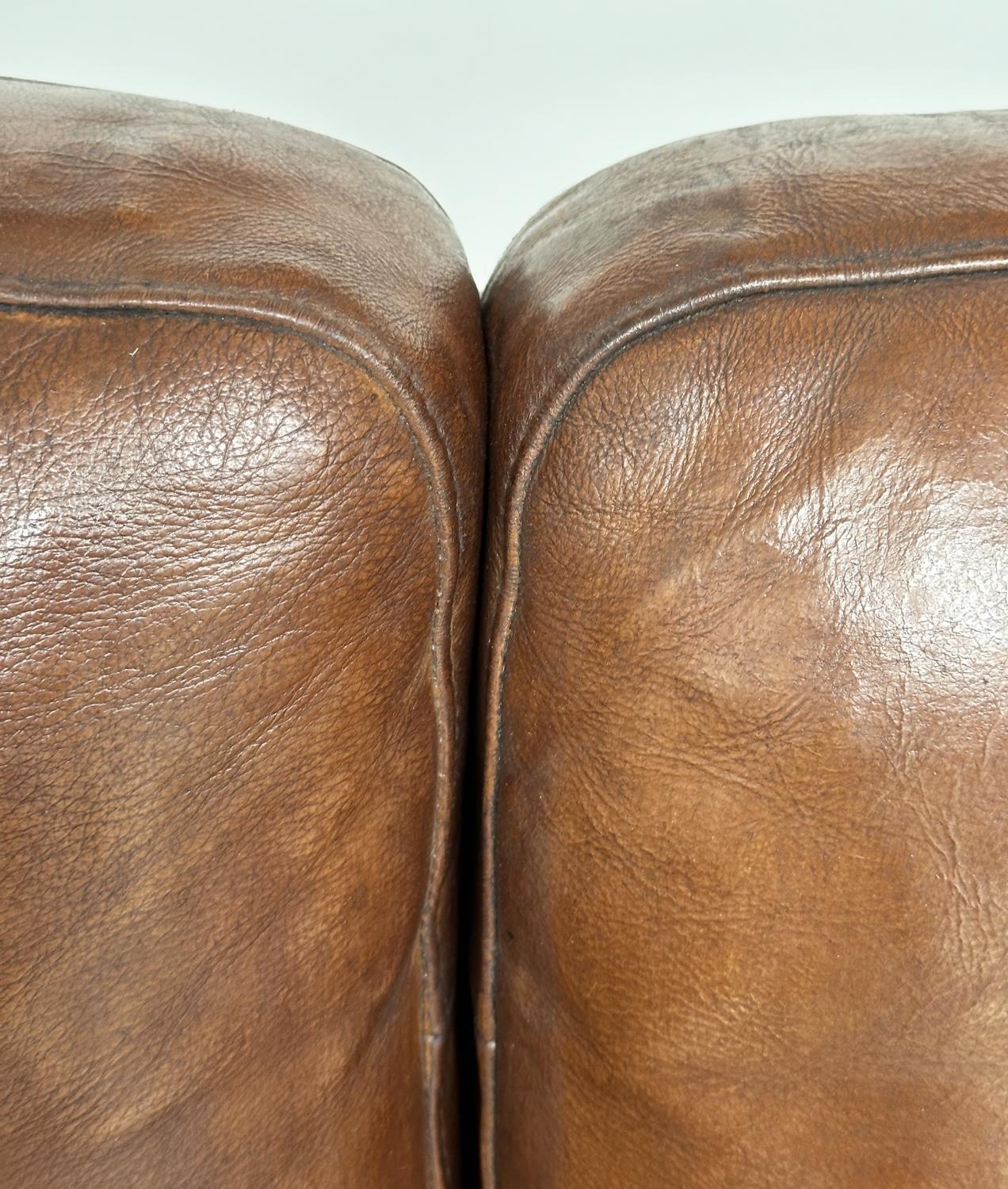 DANISH SOFA, 1970s two seater with grained natural soft tam brown leather upholstered, 150cm W. - Image 4 of 8